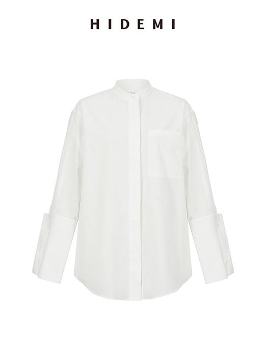 HIDEMI 极简简约经典设计感圆领宽袖大廓形衬衫 商品图9