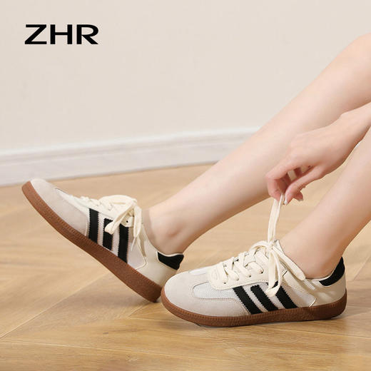 ZHR拼接德训鞋女2023新款透气百搭网面休闲鞋ins时尚复古板鞋 商品图6