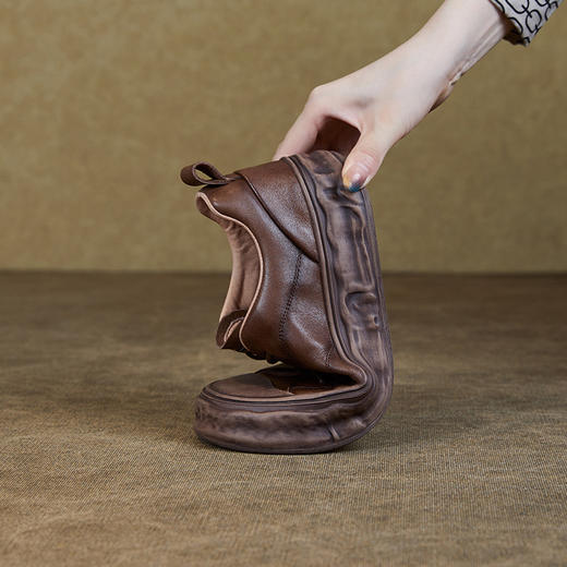 ZM 231323复古休闲潮鞋平底脏脏鞋真皮系带包头板鞋 商品图4