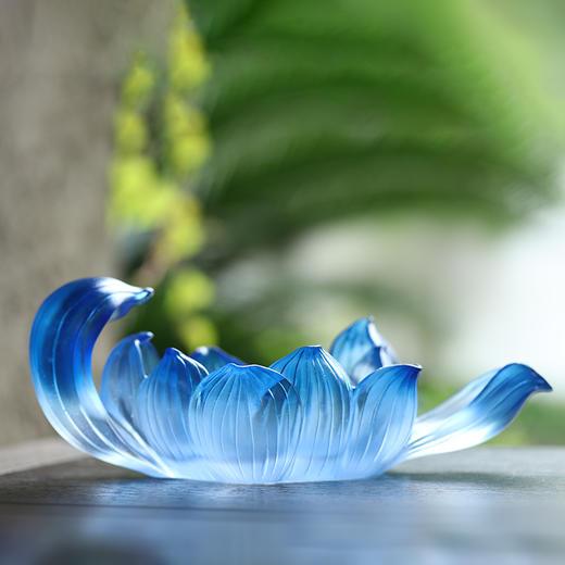 琉璃-生如夏花 琉璃摆件莲花烛台佛龛莲花座佛供佛座 商品图0