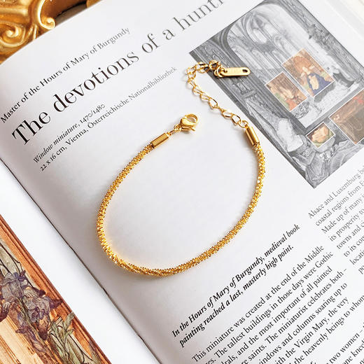 极简满天星手链女ins风小众设计感网红闪闪麻花链钛钢18K金手饰品 商品图2