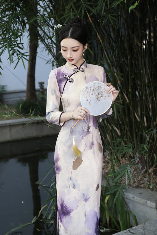 日常长款改良，素雅新中式旗袍XL-23279 商品图4