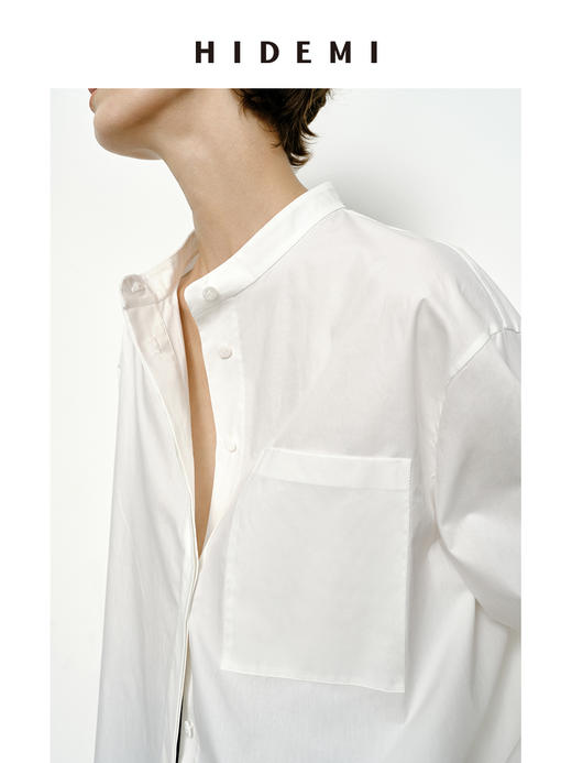HIDEMI 极简简约经典设计感圆领宽袖大廓形衬衫 商品图5