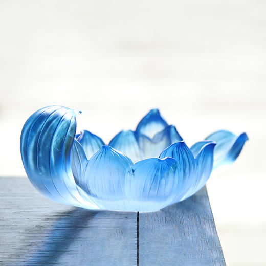 琉璃-生如夏花 琉璃摆件莲花烛台佛龛莲花座佛供佛座 商品图3