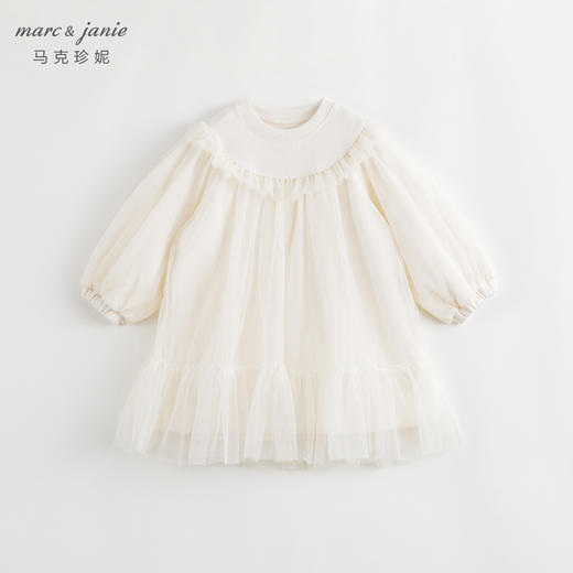 马克珍妮秋装新款 女童荷叶边拼接网纱连衣裙 儿童裙子231738 商品图0