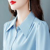 KQL-E261N2184秋装新款翻领纯色雪纺衫衬衣宽松时尚百搭气质显瘦小衫长袖女 商品缩略图3
