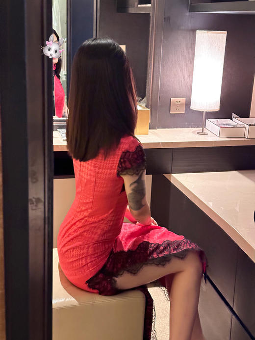 DUO智仙生粉更适合中国宝宝的芭比风格新中式玫红千鸟格蕾丝旗袍 商品图1