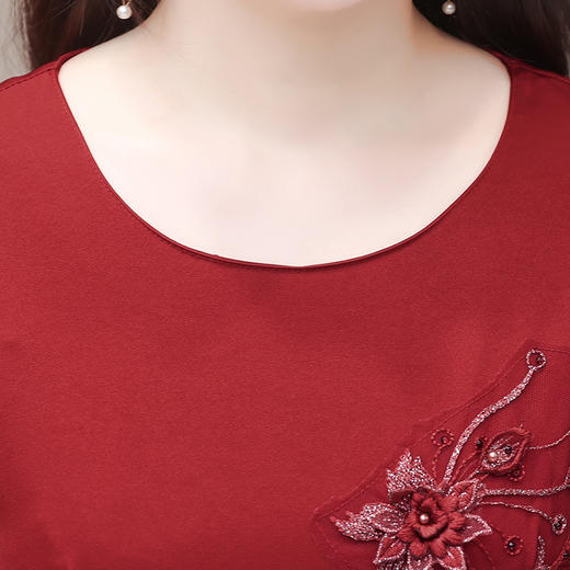 红色刺锈花朵连衣裙，礼服裙中长款时尚气质女装A字裙QYM-TYH-231303 -Y 商品图3