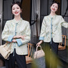优雅复古风，提花烫金竹叶花短外套女HR-SYY2361-2 商品缩略图1