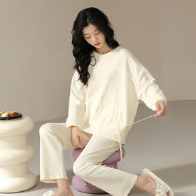 可人儿春秋季柔软棉睡衣女韩版圆领高级感长袖可外穿秋款家居服套装
