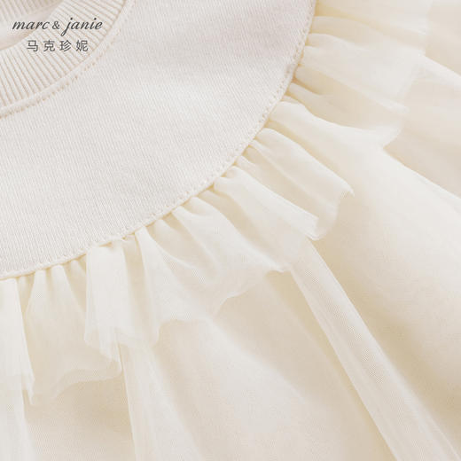 马克珍妮秋装新款 女童荷叶边拼接网纱连衣裙 儿童裙子231738 商品图3