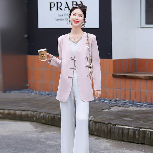 秋季新款，新中式直角肩V领盘扣外套HR-QMC1502 商品图4