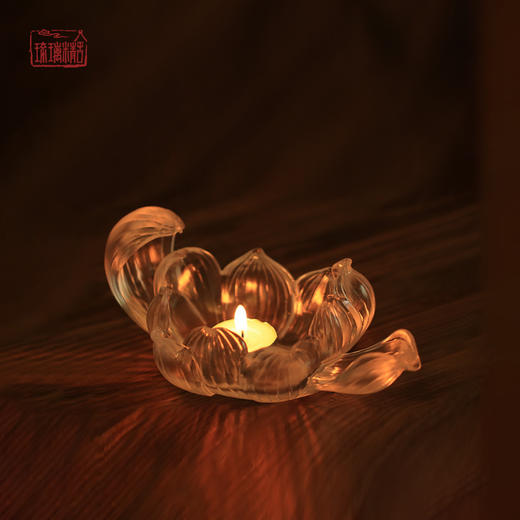 琉璃-生如夏花 琉璃摆件莲花烛台佛龛莲花座佛供佛座 商品图7
