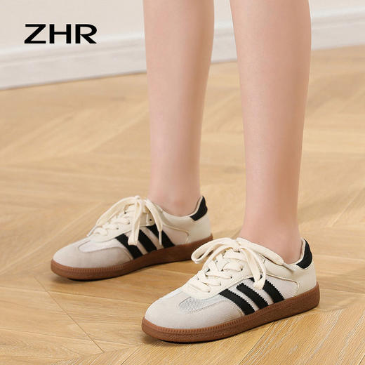 ZHR拼接德训鞋女2023新款透气百搭网面休闲鞋ins时尚复古板鞋 商品图1