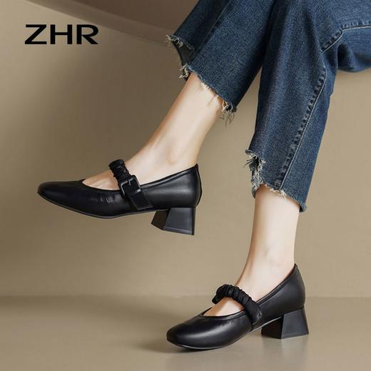 ZHR女鞋小香风浅口单鞋女2023新款ins洋气玛丽珍鞋英伦风小皮鞋女 商品图8