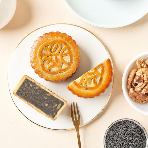 香港锦华 星际赏月620g海风椰丝焦糖玛奇朵巧克力黑芝麻月饼10枚  商品图2
