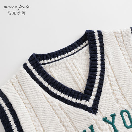 【学院风】马克珍妮秋装新款 男女童字母V领针织马甲231836 商品图4