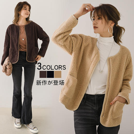 【毛茸茸羊羔女士外套】秋冬日韩保暖 皮毛一体 宽松短款上衣 商品图0