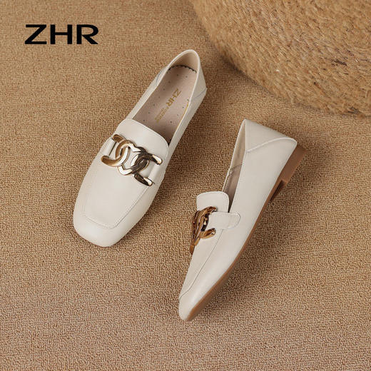 ZHR乐福鞋女2023夏季新款百搭时尚鞋一脚蹬软底平底半拖单鞋 商品图4