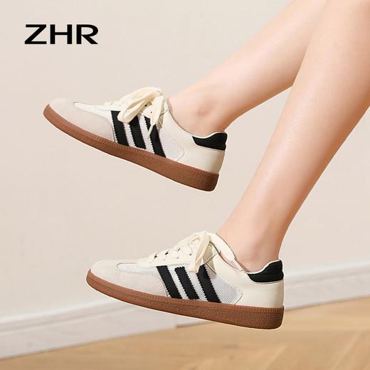 ZHR拼接德训鞋女2023新款透气百搭网面休闲鞋ins时尚复古板鞋 商品图2