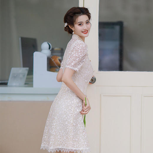 YS-06007夏季三色旗袍中长款新款修身优雅时尚改良版旗袍连衣裙复古 商品图2