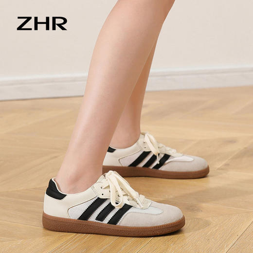 ZHR拼接德训鞋女2023新款透气百搭网面休闲鞋ins时尚复古板鞋 商品图5