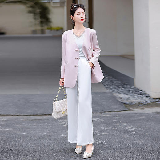 秋季新款，新中式直角肩V领盘扣外套HR-QMC1502 商品图6