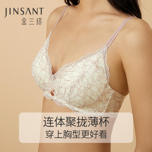 金三塔 女真丝蕾丝无钢圈聚拢文胸NZFCA308 商品图7