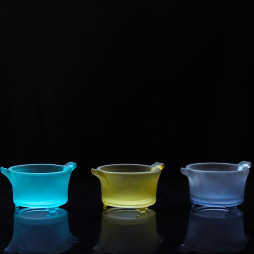 琉璃-凝烟香炉 古法琉璃制仿古三足二耳如意盘香炉线香可用家用小号室内薰香炉 商品图9