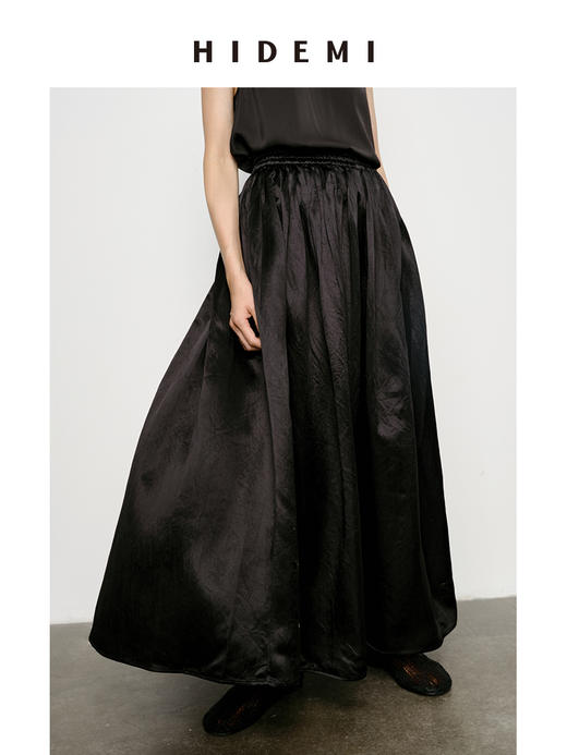 HIDEMI 艺术缎面光泽感褶皱荡漾领丝巾绑带套装 衬衫/半身裙 商品图12
