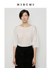 HIDEMI 弧形圆领极简山羊绒真丝中袖针织短袖上衣 商品缩略图0