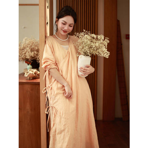 【线上专属】V领斜襟连衣裙（23707373-扶光） 商品图0