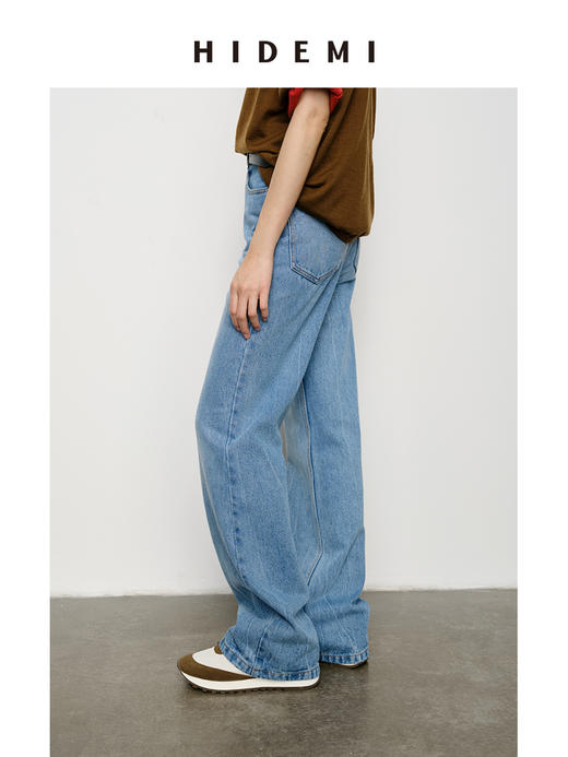 HIDEMI 水洗做旧感高品相单宁牛仔直筒裤 商品图6