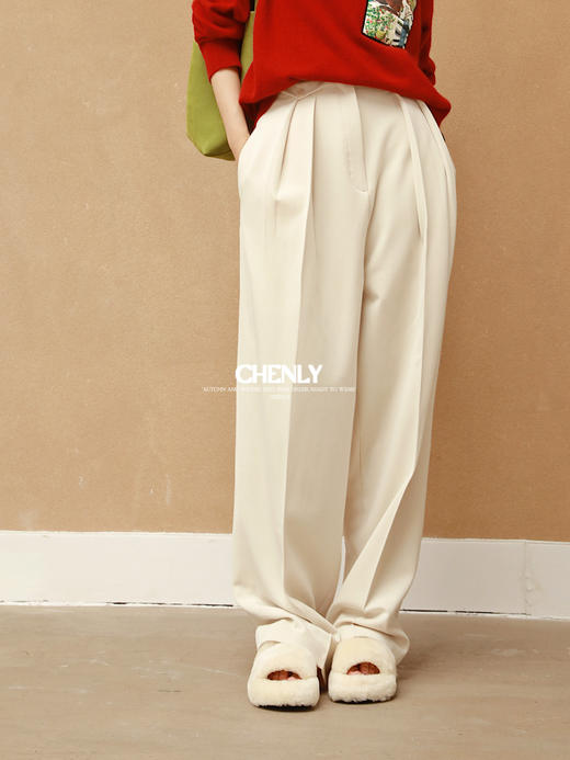 不退不换！不退不换！CHENLY ROW风经典立体高腰阔腿裤 商品图3