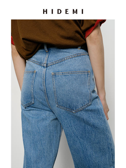 HIDEMI 水洗做旧感高品相单宁牛仔直筒裤 商品图11