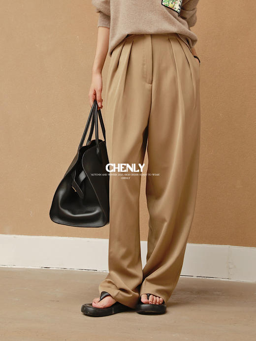 不退不换！不退不换！CHENLY ROW风经典立体高腰阔腿裤 商品图5