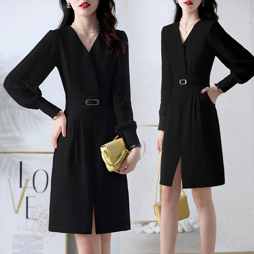 秋季新款，显瘦气质法式A字裙子赫本早秋连衣裙HR-ZRX5138 商品图1