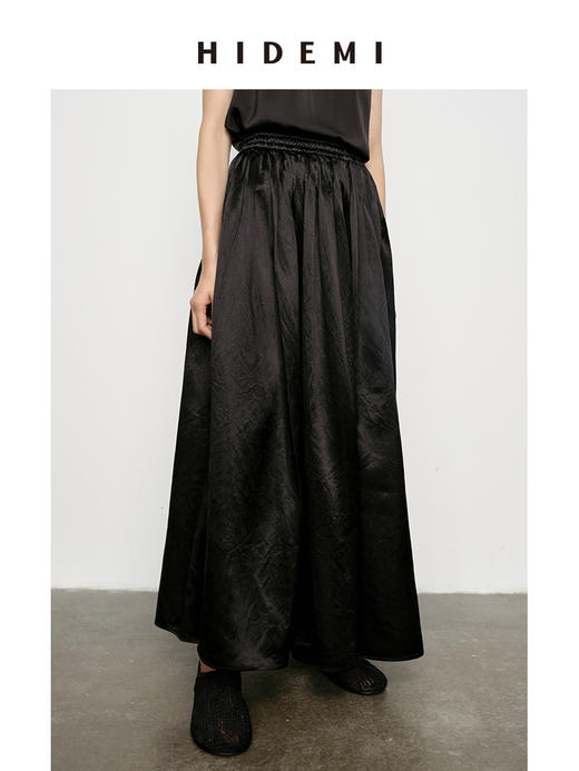 HIDEMI 艺术缎面光泽感褶皱荡漾领丝巾绑带套装 衬衫/半身裙 商品图9