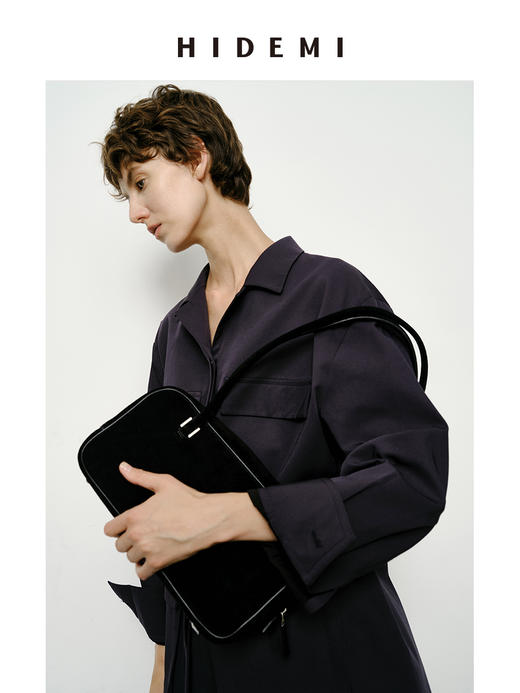 HIDEMI 麂皮波士顿两用包 可手提可腋下肩背 棕色/黑色/深咖色 商品图6