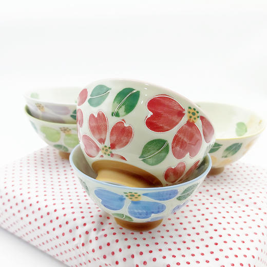 【旬彩 】日本进口美浓烧五入碗礼盒套装 泼水花卉 商品图6