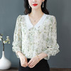 SMZ9769 2023秋新款韩版遮肉减龄时尚印花衬衫九分袖娃娃领气质衬衣潮 商品缩略图3