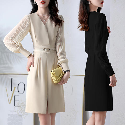 秋季新款，显瘦气质法式A字裙子赫本早秋连衣裙HR-ZRX5138 商品图4