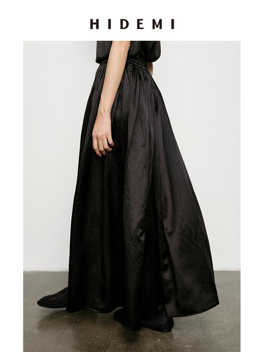 HIDEMI 艺术缎面光泽感褶皱荡漾领丝巾绑带套装 衬衫/半身裙 商品图11