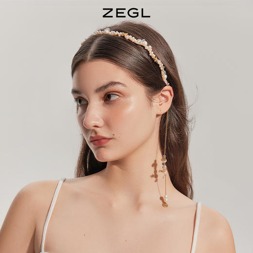 ZEGL人造珍珠流苏发箍女高级感复古法式夏天森系仙美款发饰头饰品 商品图4