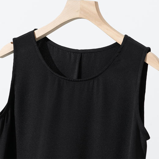 丁摩 真丝连衣裙女夏季黑色桑蚕丝长裙圆领无袖背心裙长款内搭3W0259 (Q122077) 商品图1