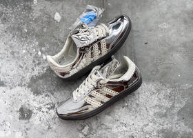 夏季特惠💰300 Wales Bonner x AD Originals Samba Classic"Silver Metallic"桑巴舞系列绅士德训足球风百搭低帮休闲运动板鞋