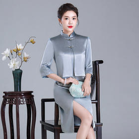 LHS-A29新款婚宴两件套旗袍高贵气质喜婆婆结婚礼服裙平时可穿