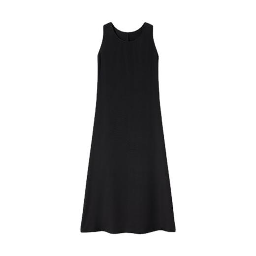 丁摩 真丝连衣裙女夏季黑色桑蚕丝长裙圆领无袖背心裙长款内搭3W0259 (Q122077) 商品图4