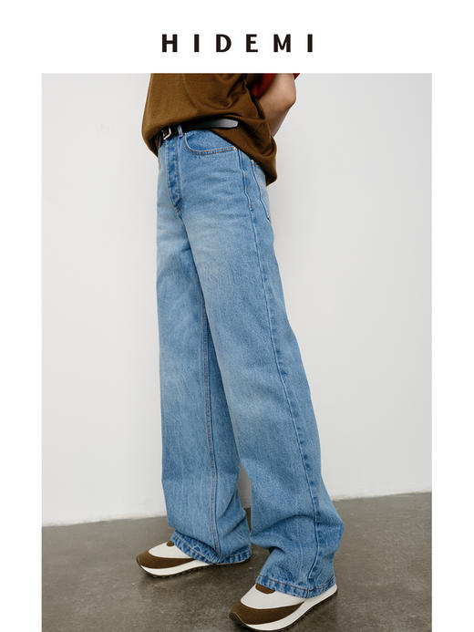 HIDEMI 水洗做旧感高品相单宁牛仔直筒裤 商品图8