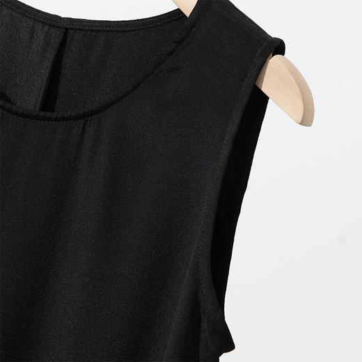 丁摩 真丝连衣裙女夏季黑色桑蚕丝长裙圆领无袖背心裙长款内搭3W0259 (Q122077) 商品图3